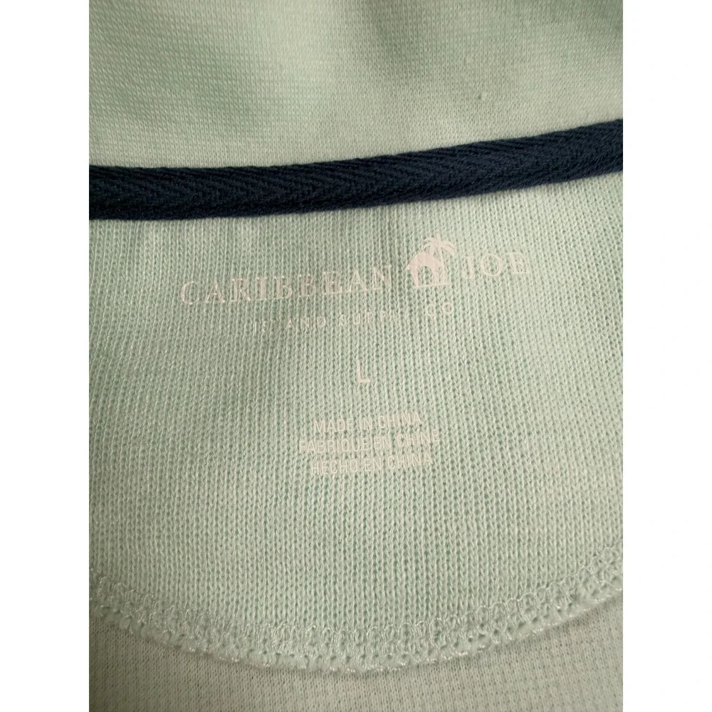Caribbean Joe Quarter Zip Pullover Sweater Mens White Long Sleeve Preppy - Large